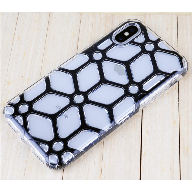 Honeycomb Pattern Clear TPU Back Mobile Casing for iPhone X - Black-3