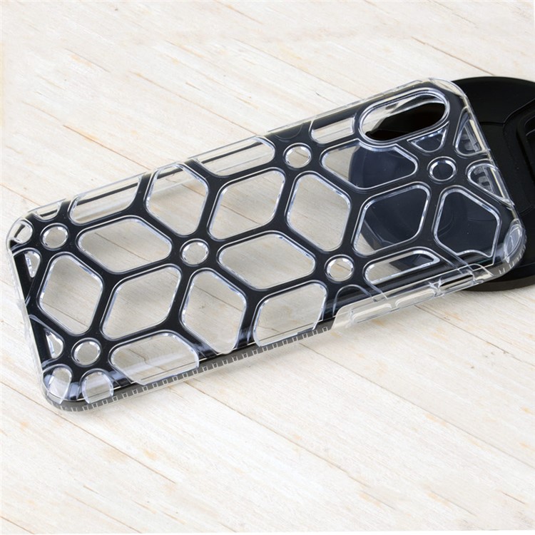 Honeycomb Pattern Clear TPU Back Mobile Casing for iPhone X - Black-4