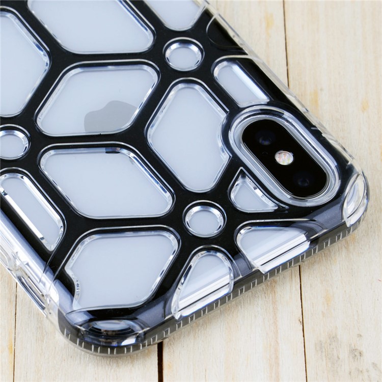Honeycomb Pattern Clear TPU Back Mobile Casing for iPhone X - Black-5