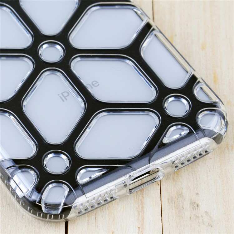 Honeycomb Pattern Clear TPU Back Mobile Casing for iPhone X - Black-6