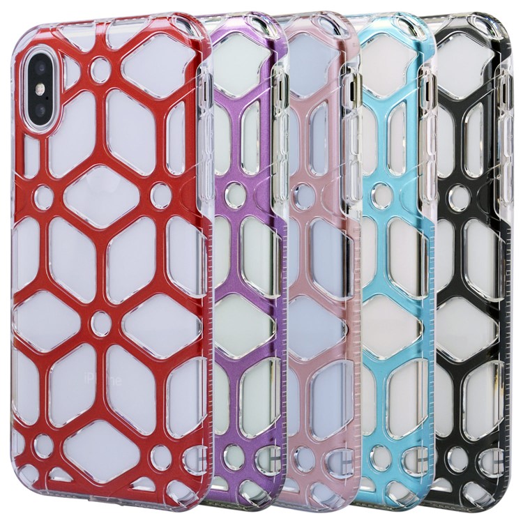 Honeycomb Pattern Clear TPU Back Mobile Casing for iPhone X - Black-7