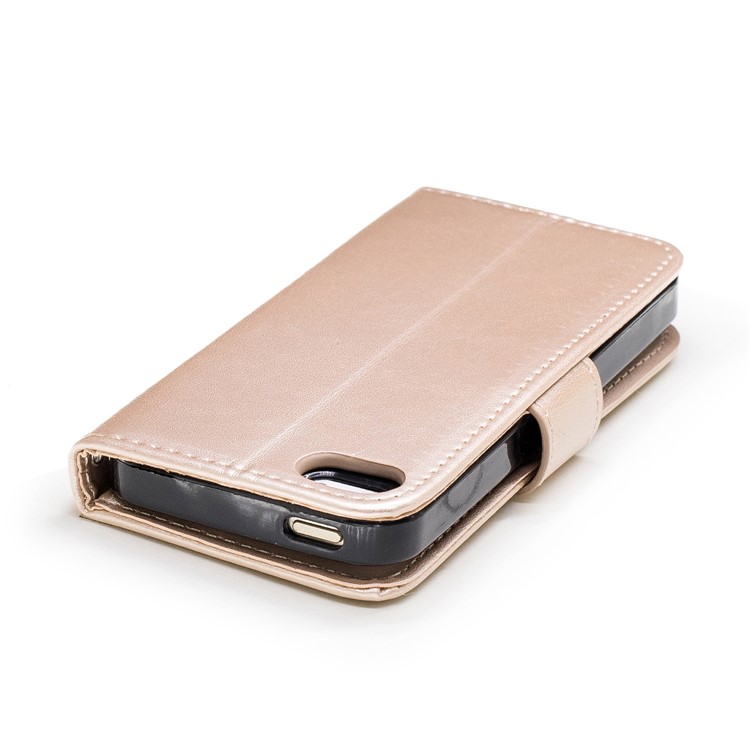 Imprint Flamingo Pattern Wallet Stand Leather Mobile Case for iPhone SE / 5s / 5 - Gold-6
