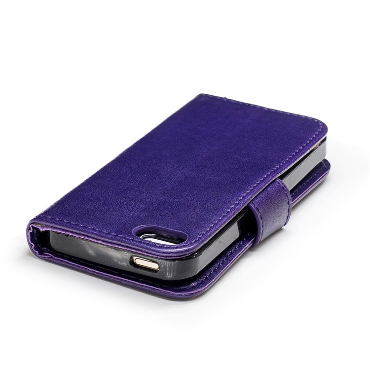 Imprint Flamingo Pattern Wallet Stand Leather Mobile Cover for iPhone SE / 5s / 5 - Purple-6
