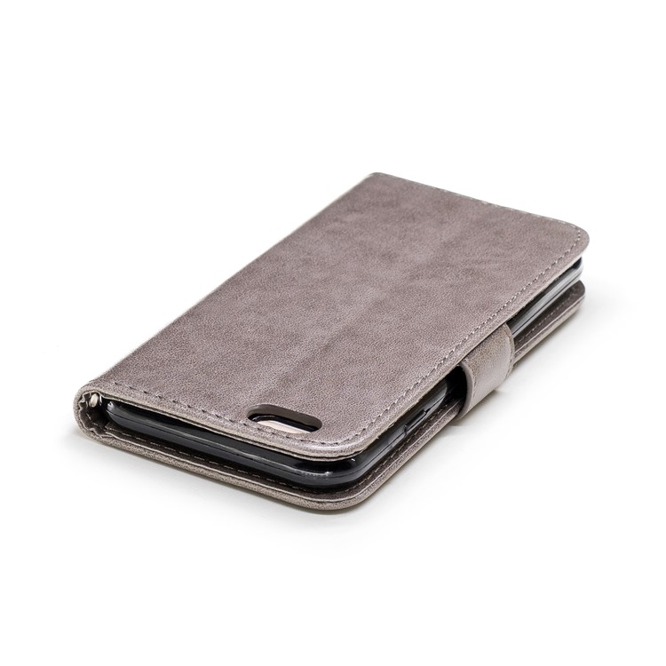 Imprint Flamingo Pattern Leather Wallet Stand Case with Strap for iPhone 6s / 6 - Grey-6