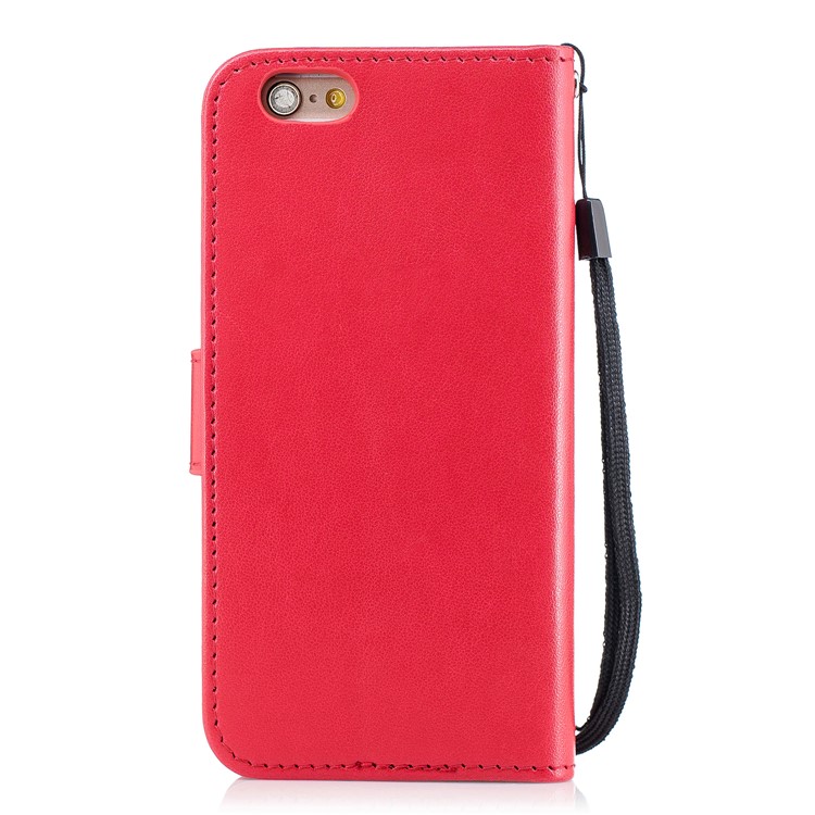 Imprint Flamingo Pattern Leather Wallet Stand Cover for iPhone 6s / 6 - Red-2