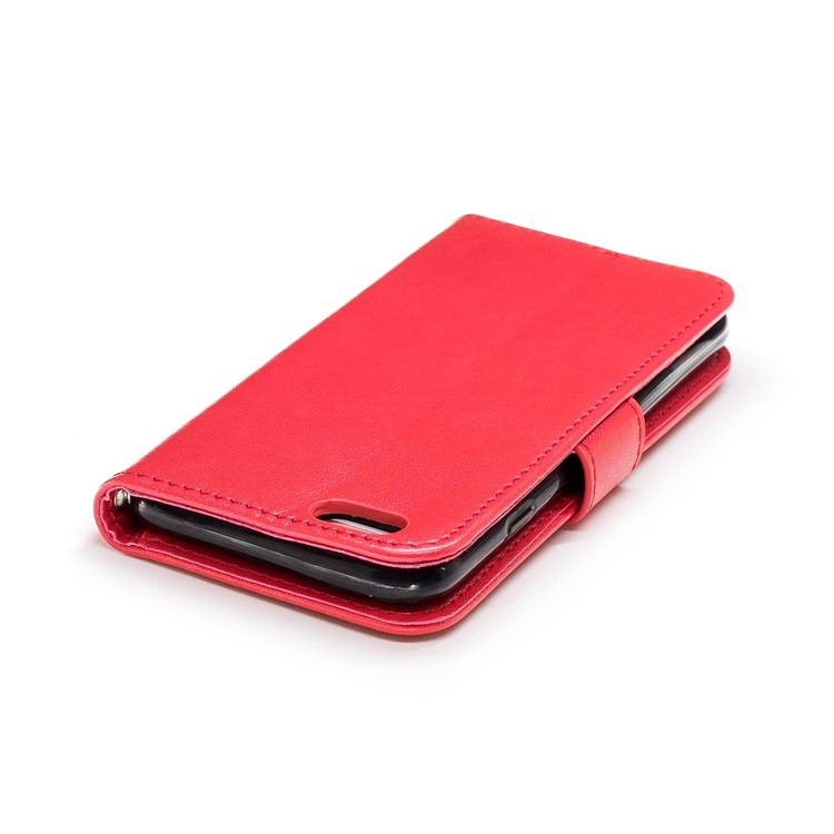 Imprint Flamingo Pattern Leather Wallet Stand Cover for iPhone 6s / 6 - Red-6