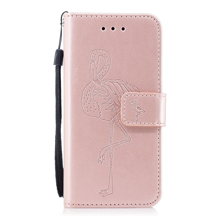 Imprint Flamingo Pattern Leather Wallet Stand Mobile Case for iPhone 6s / 6 - Rose Gold-1