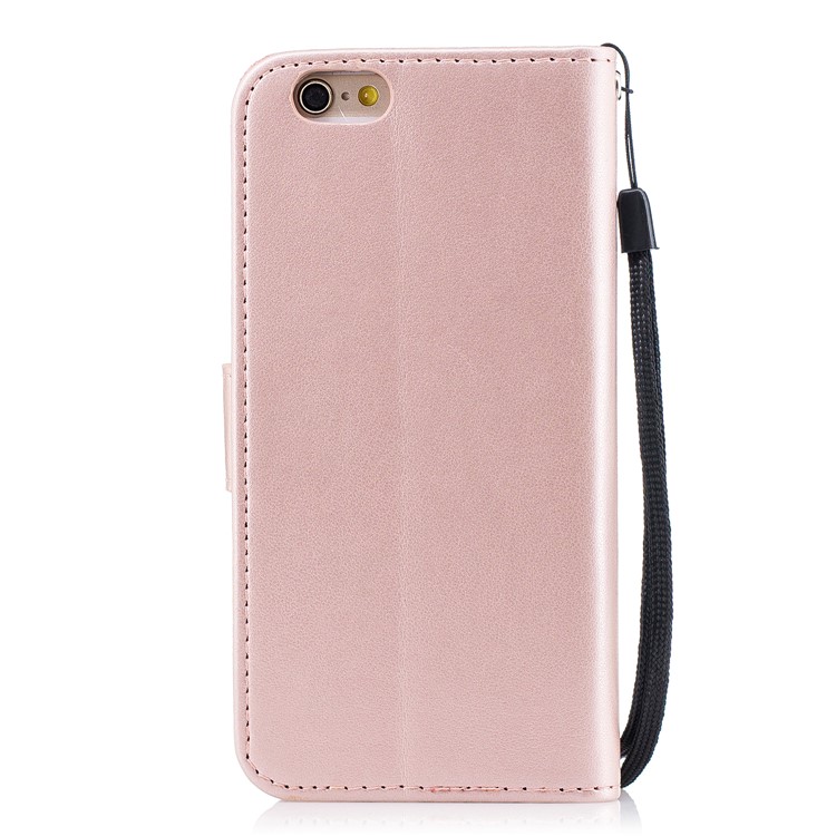 Imprint Flamingo Pattern Leather Wallet Stand Mobile Case for iPhone 6s / 6 - Rose Gold-2