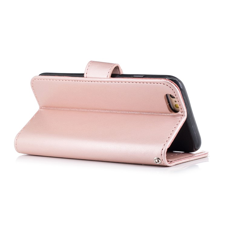 Imprint Flamingo Pattern Leather Wallet Stand Mobile Case for iPhone 6s / 6 - Rose Gold-3