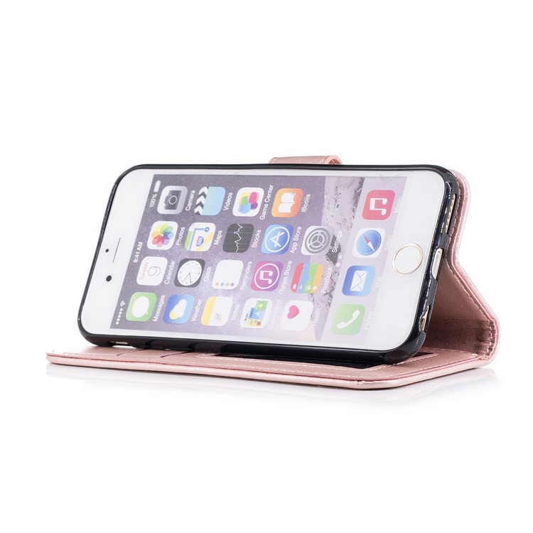 Imprint Flamingo Pattern Leather Wallet Stand Mobile Case for iPhone 6s / 6 - Rose Gold-4