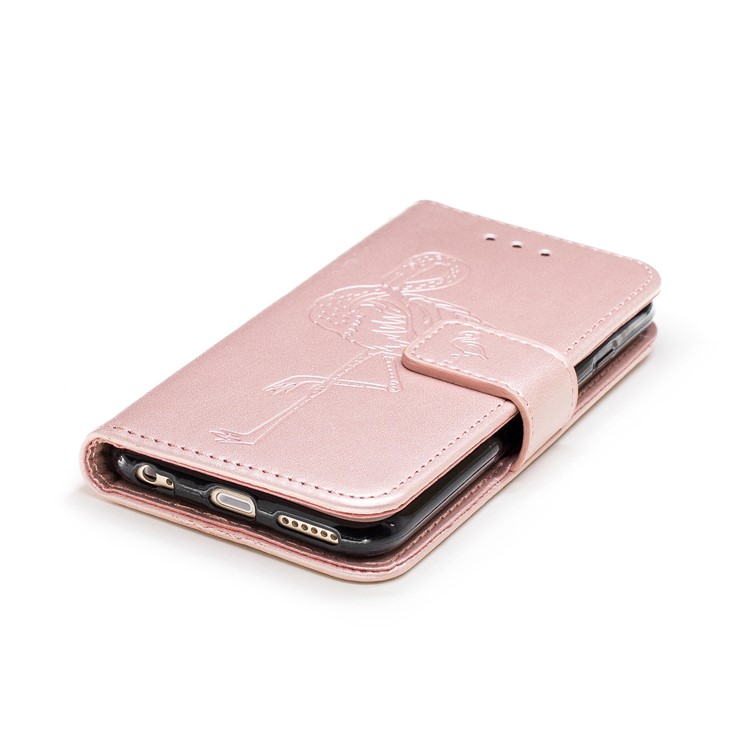 Imprint Flamingo Pattern Leather Wallet Stand Mobile Case for iPhone 6s / 6 - Rose Gold-5