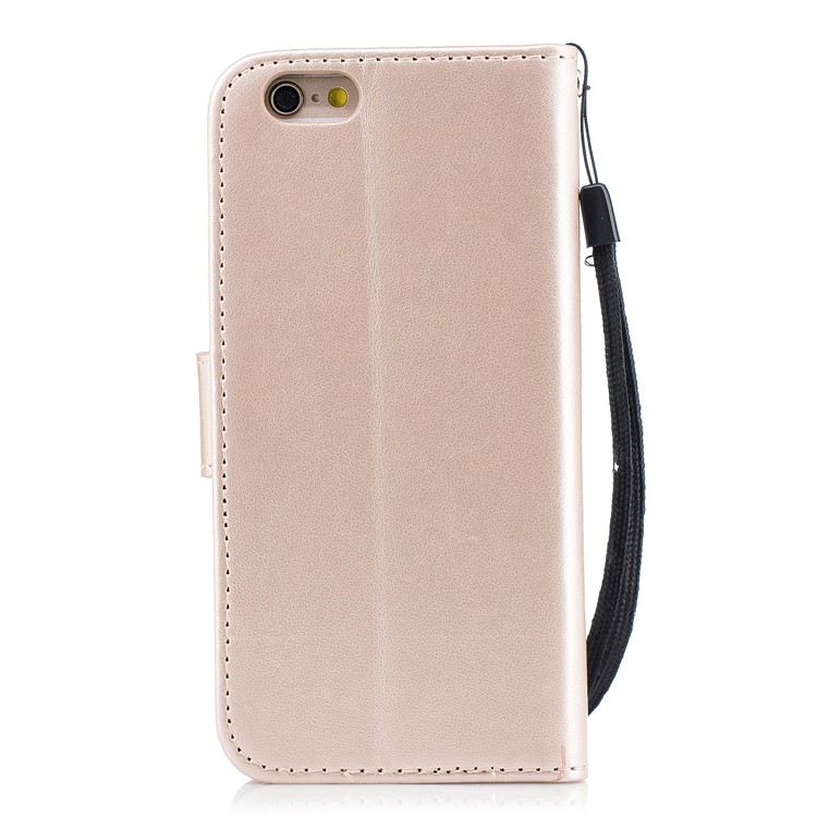 Imprint Flamingo Pattern Leather Wallet Stand Mobile Cover for iPhone 6s / 6 - Gold-2