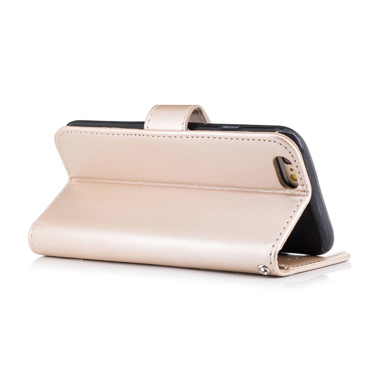 Imprint Flamingo Pattern Leather Wallet Stand Mobile Cover for iPhone 6s / 6 - Gold-3