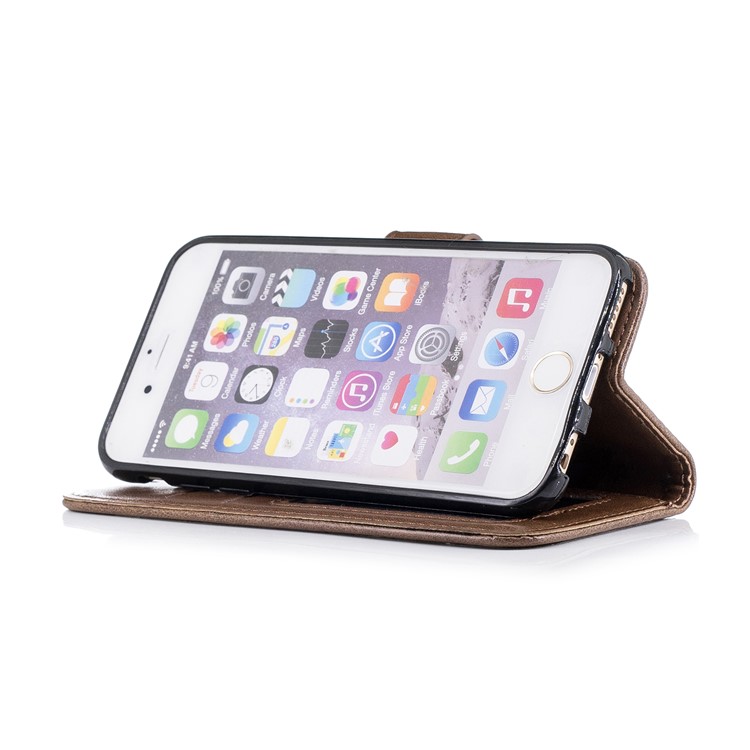 Imprint Flamingo Pattern Leather Wallet Stand Mobile Cover for iPhone 6s / 6 - Gold-4