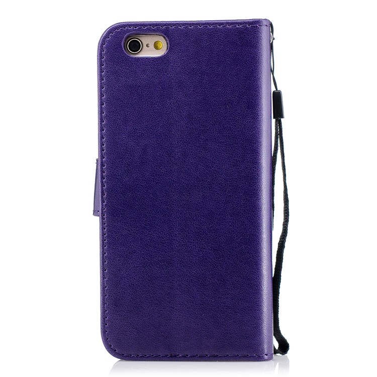 Imprint Flamingo Pattern Wallet Stand Leather Case Accessory for iPhone 6s / 6 - Purple-2