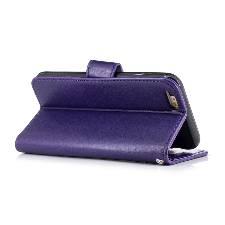 Imprint Flamingo Pattern Wallet Stand Leather Case Accessory for iPhone 6s / 6 - Purple-3