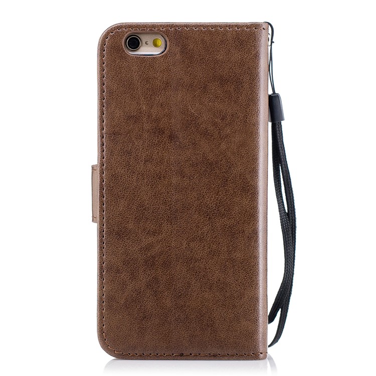 Imprint Flamingo Pattern Leather Wallet Stand Phone Shell Cover for iPhone 6s / 6 - Brown-2