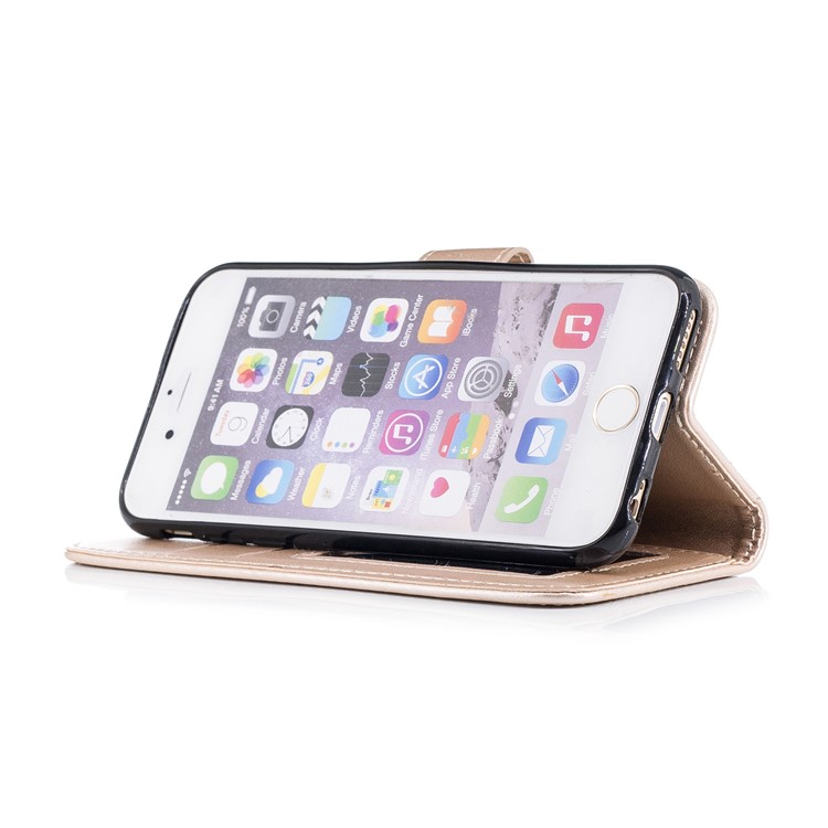 Imprint Flamingo Pattern Leather Wallet Stand Phone Shell Cover for iPhone 6s / 6 - Brown-3