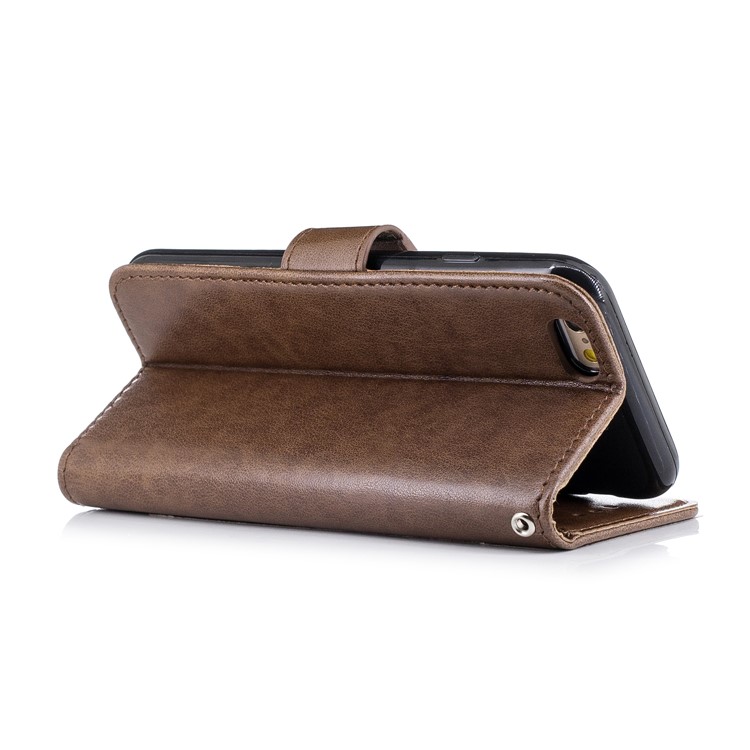 Imprint Flamingo Pattern Leather Wallet Stand Phone Shell Cover for iPhone 6s / 6 - Brown-4