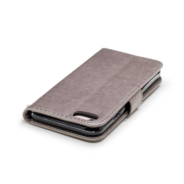 Imprinted Flamingo PU Leather Wallet Stand Case with Strap for iPhone 8 / 7 - Grey-6