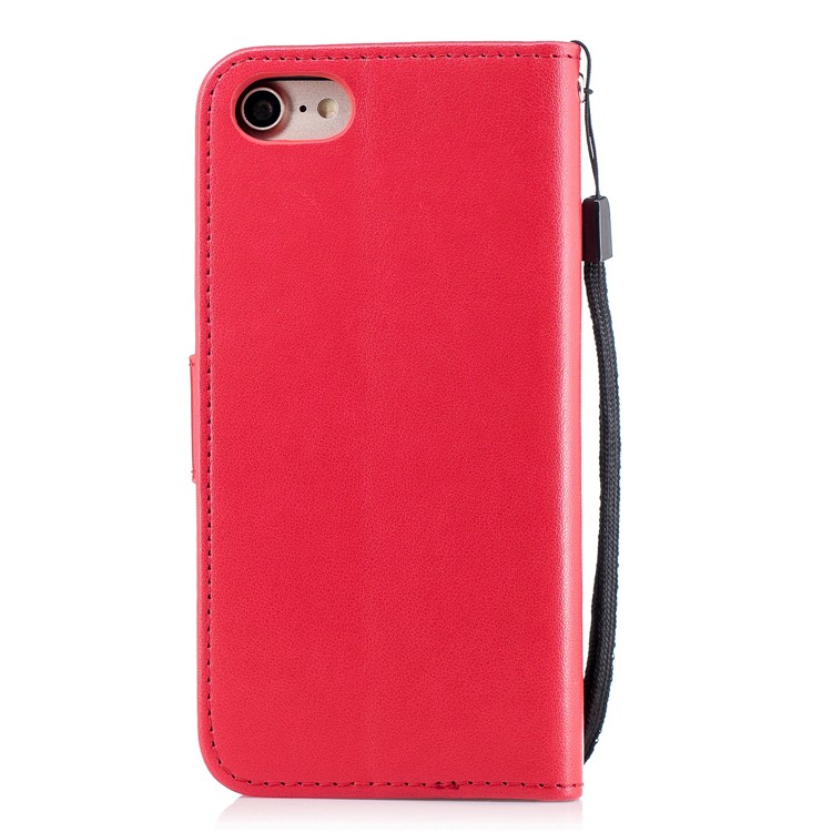 Imprinted Flamingo PU Leather Flip Stand Cell Phone Cover for iPhone 8 / 7 - Red-2