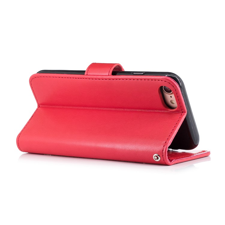 Imprinted Flamingo PU Leather Flip Stand Cell Phone Cover for iPhone 8 / 7 - Red-3
