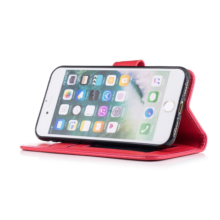 Imprinted Flamingo PU Leather Flip Stand Cell Phone Cover for iPhone 8 / 7 - Red-4