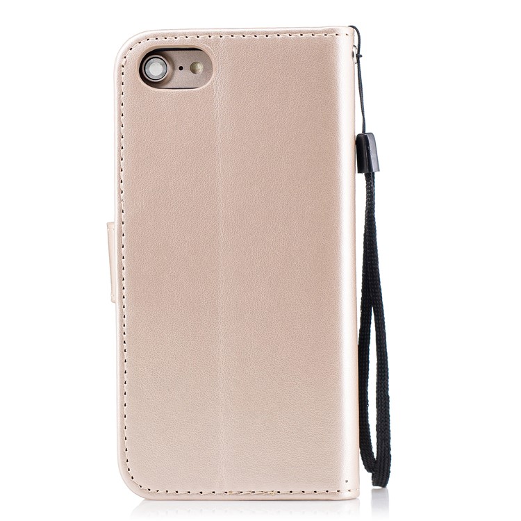 Imprinted Flamingo Wallet Leather Stand Mobile Phone Case for iPhone 8 / 7 - Gold-2