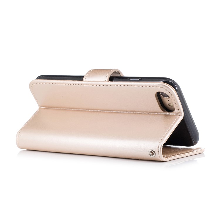 Imprinted Flamingo Wallet Leather Stand Mobile Phone Case for iPhone 8 / 7 - Gold-3