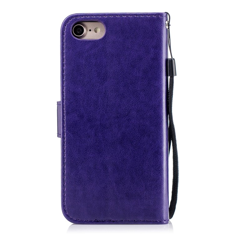 Imprinted Flamingo PU Leather Stand Wallet Protection Cover Shell for iPhone 8 / 7 - Purple-2