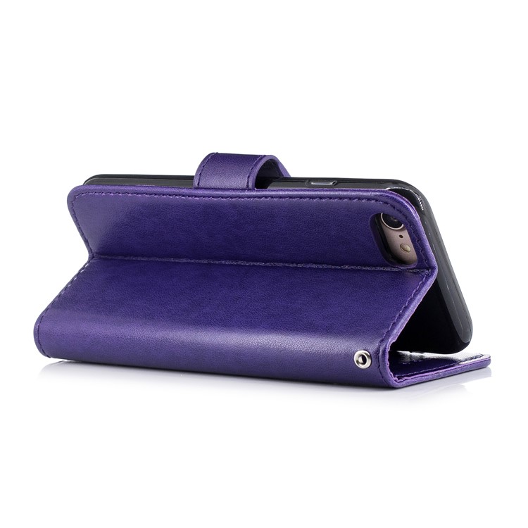 Imprinted Flamingo PU Leather Stand Wallet Protection Cover Shell for iPhone 8 / 7 - Purple-3