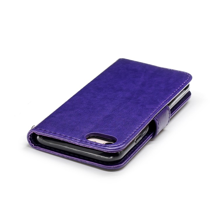 Imprinted Flamingo PU Leather Stand Wallet Protection Cover Shell for iPhone 8 / 7 - Purple-6