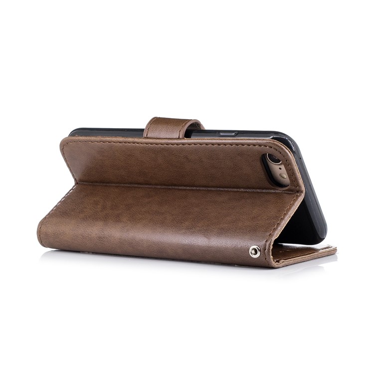 Imprinted Flamingo PU Leather Card Holder Phone Casing for iPhone 8 / 7 - Brown-3