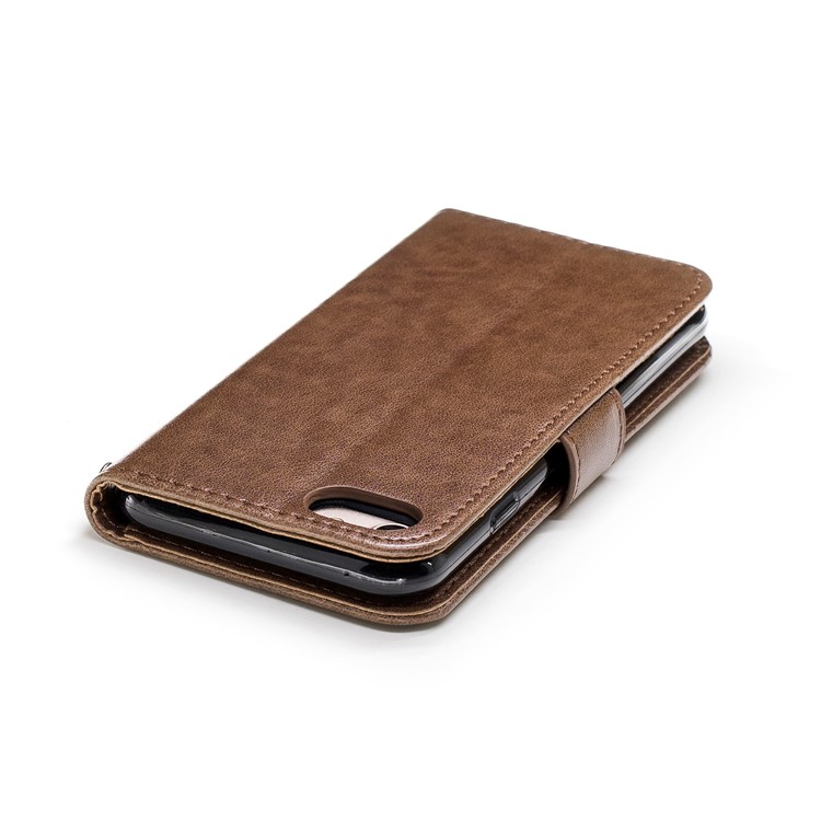 Imprinted Flamingo PU Leather Card Holder Phone Casing for iPhone 8 / 7 - Brown-6