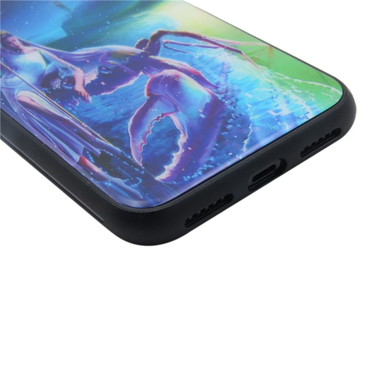 Constellation Series 9H Tempered Glass Back + Soft TPU Edges Mobile Phone Cover for iPhone X - Cancer-4
