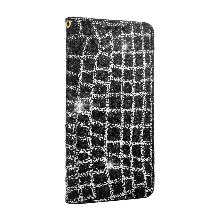 Rhinestone Decorated Leather Stand Case for iPhone X - Black-2
