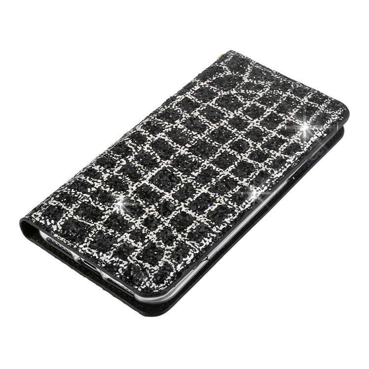 Rhinestone Decorated Leather Stand Case for iPhone X - Black-4
