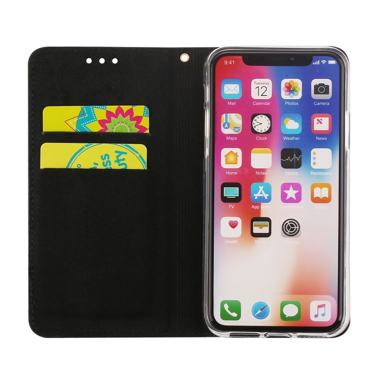 Rhinestone Decorated Leather Stand Case for iPhone X - Black-8