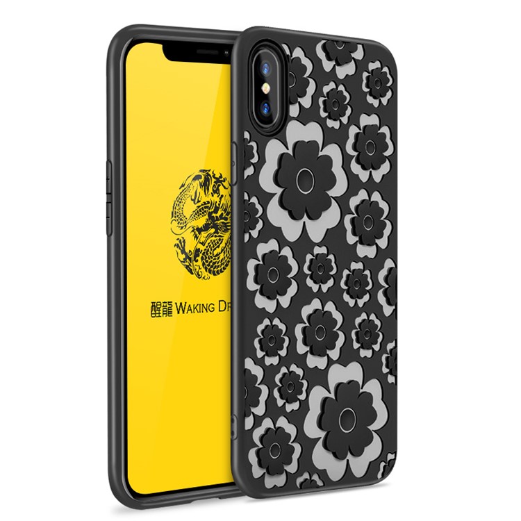 

3D Flower Series Soft TPU Case for iPhone X - Black