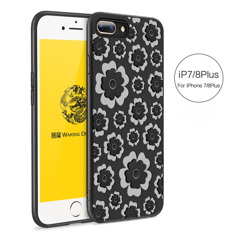 WAKING DRAGON 3D Flower Series Soft TPU Phone Case for iPhone 8 Plus / 7 Plus 5.5 inch - Black-2