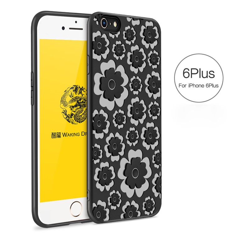 WAKING DRAGON 3D Flower Series Soft TPU Back Case for iPhone 6s Plus/6 Plus - Black-2