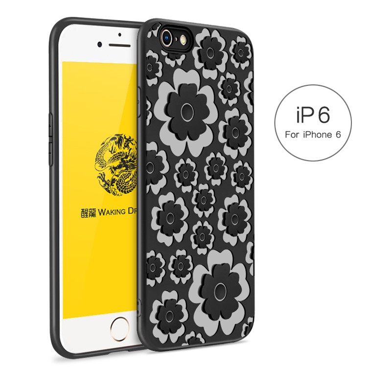 WAKING DRAGON 3D Flower Series Soft TPU Back Cover for iPhone 6s/6 - Black-2