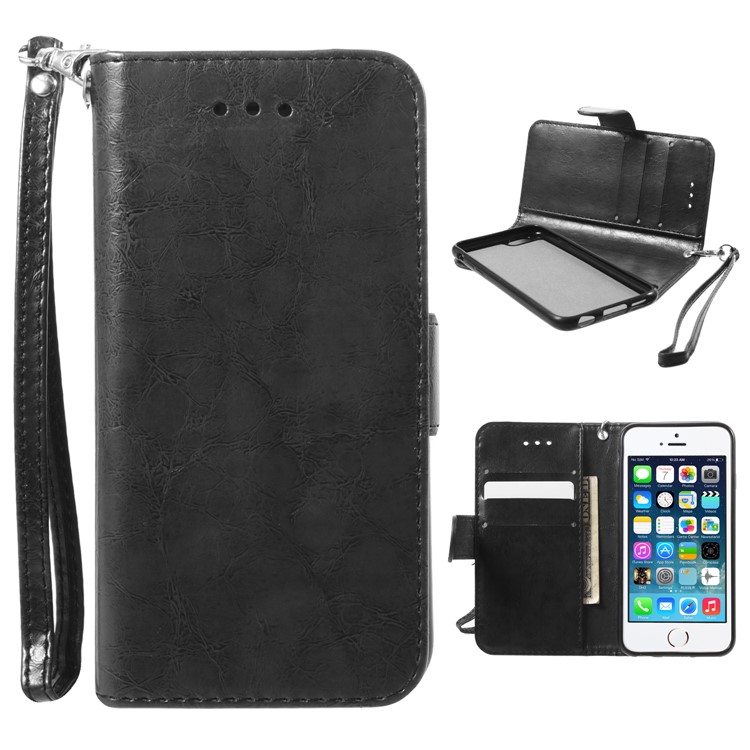 Crazy Horse Detachable 2 in 1 PU Leather Protective Case with Stand for iPhone 6 / 6s 4.7 inch - Black-1