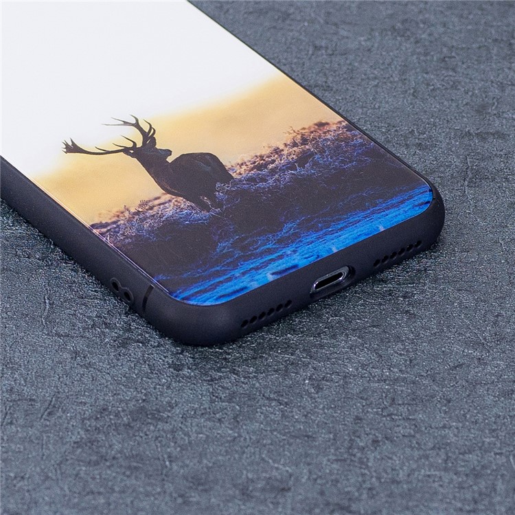 Elk Patterned Tempered Glass + TPU Hybrid Case for iPhone X/10 5.8 inch-2