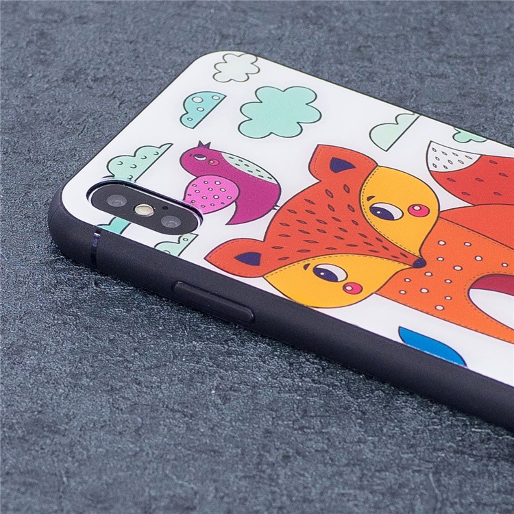 Fox Patterned Drop-proof Tempered Glass + TPU Hybrid Case for iPhone X/10 5.8 inch-3