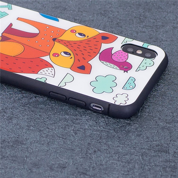 Fox Patterned Drop-proof Tempered Glass + TPU Hybrid Case for iPhone X/10 5.8 inch-4