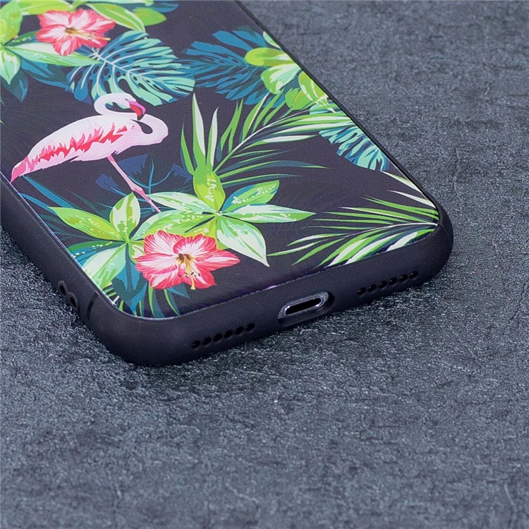 Flower Bird 9H Tempered Glass Back + Soft TPU Edges Mobile Phone Cover for iPhone X - Blue-2