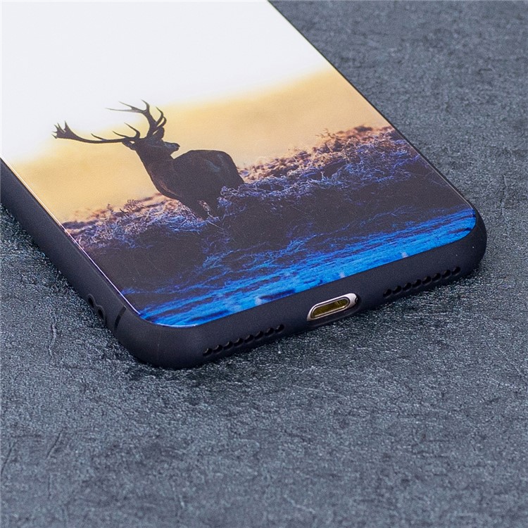 Elk Pattern 9H Tempered Glass Coated TPU Case for iPhone 8 Plus / 7 Plus-2