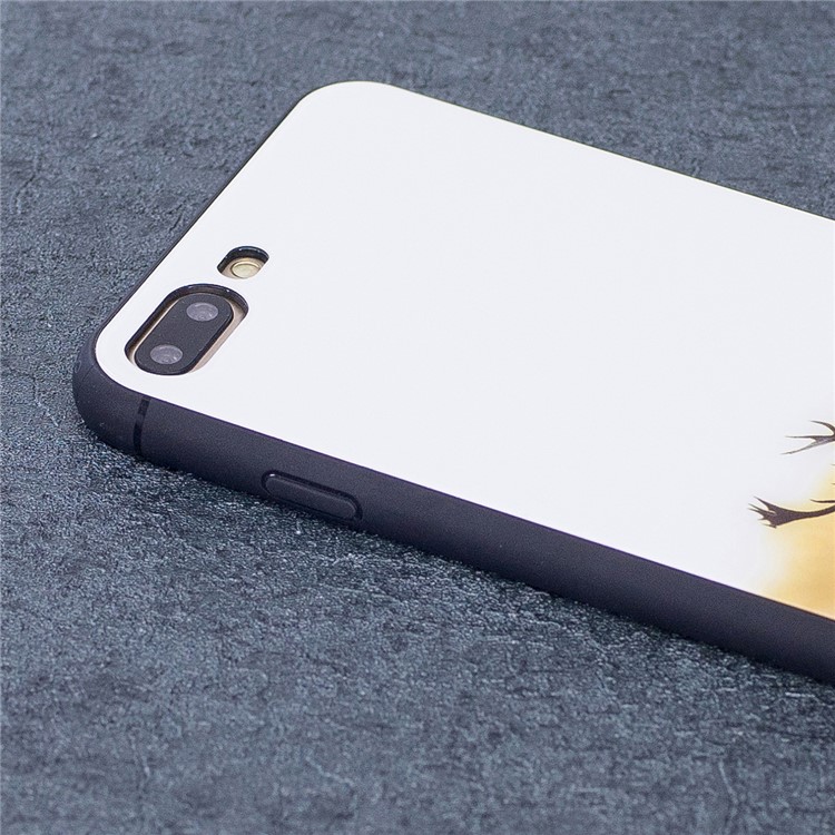 Elk Pattern 9H Tempered Glass Coated TPU Case for iPhone 8 Plus / 7 Plus-3
