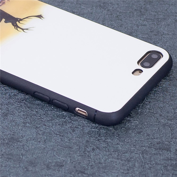 Elk Pattern 9H Tempered Glass Coated TPU Case for iPhone 8 Plus / 7 Plus-4